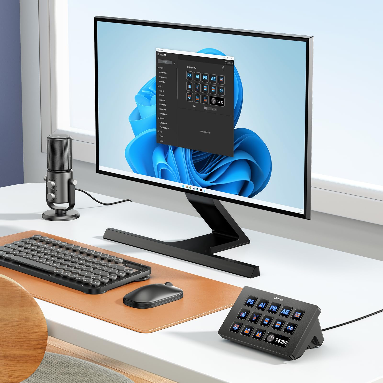 ULANZI D200 U-Studio Stream Controller,14 LCD Keys Stream Controller,13 Macro Keys for Daily App Software, Customizable Trigger Actions in OBS, Twitch, YouTube More, Work with Mac PC Content Creators