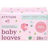 Attitude Eco-Conscious Disposable Diapers, EWG Verified, Size 1/Newborn (< 9 lbs), Ultra Absorbent for Baby, Vegan & Plant-Based, 28 Count