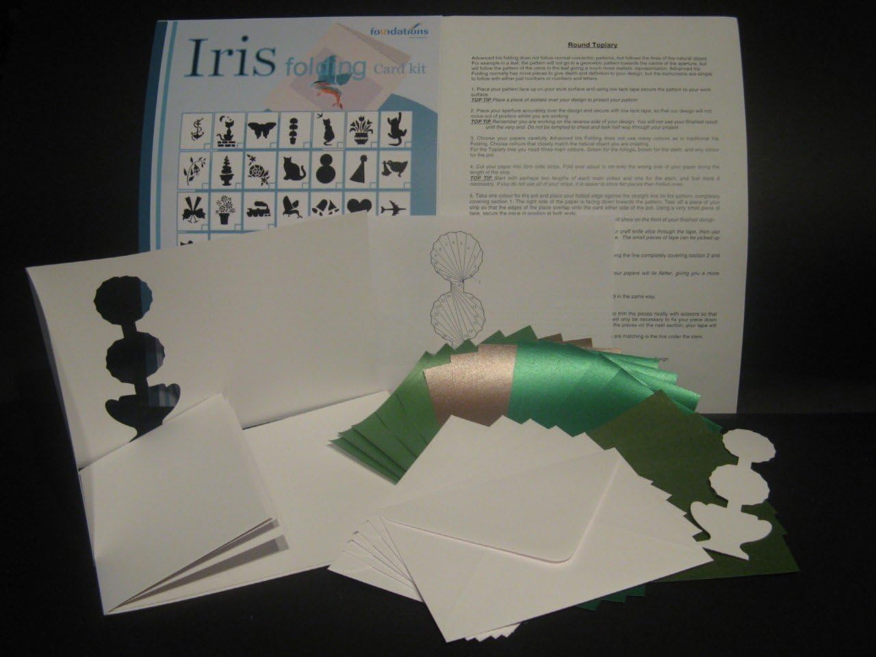 Iris Folding Card Kit Round Topiary Complete Kit to Make 6 Cards