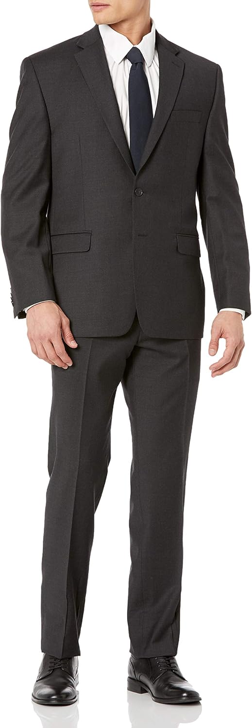 Austin Reed Men's Charcoal Solid 2 Button Classic Fit Suit Grey 38