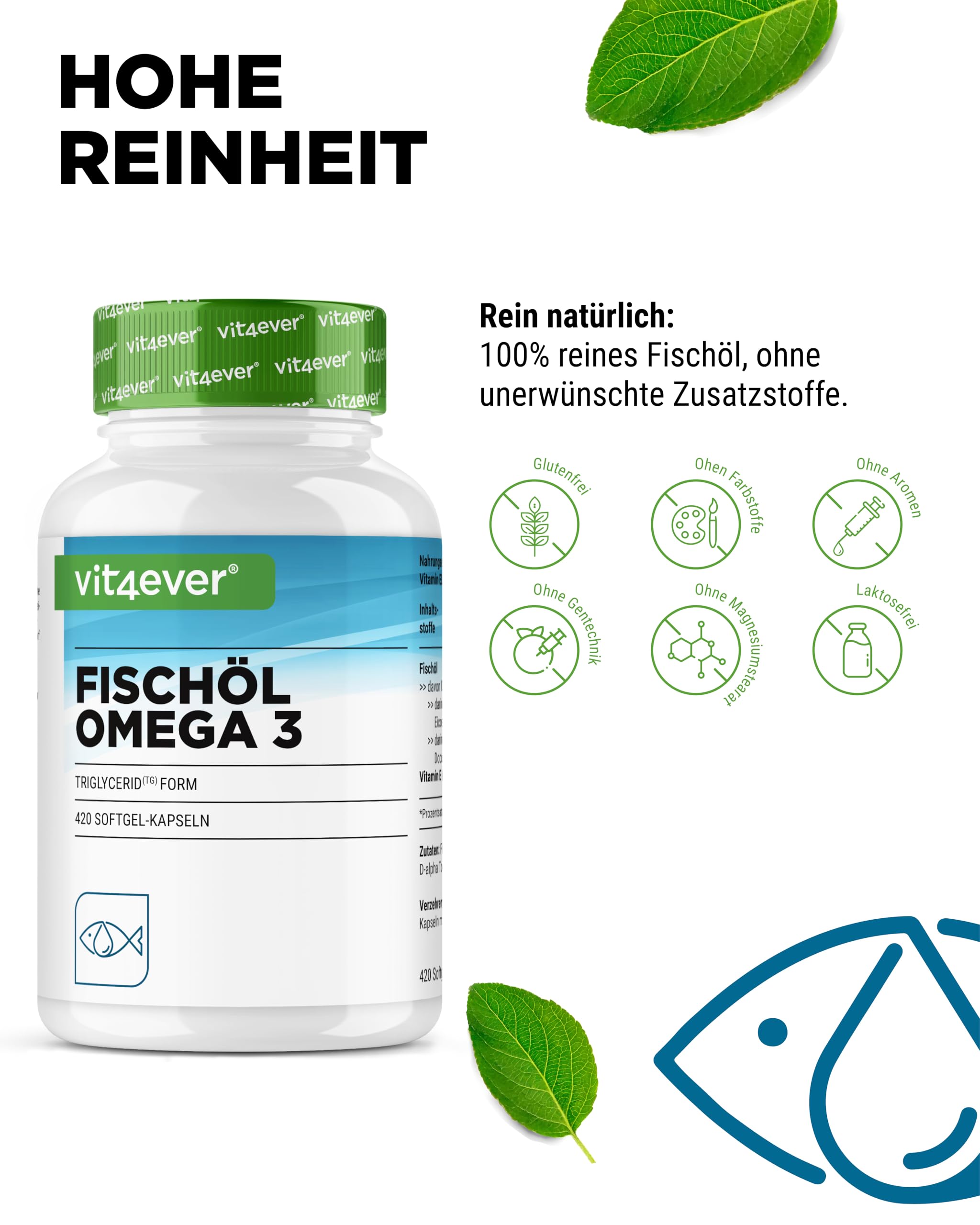 vit4ever Omega 3 Kapseln hochdosiert, 420 Kapseln 3