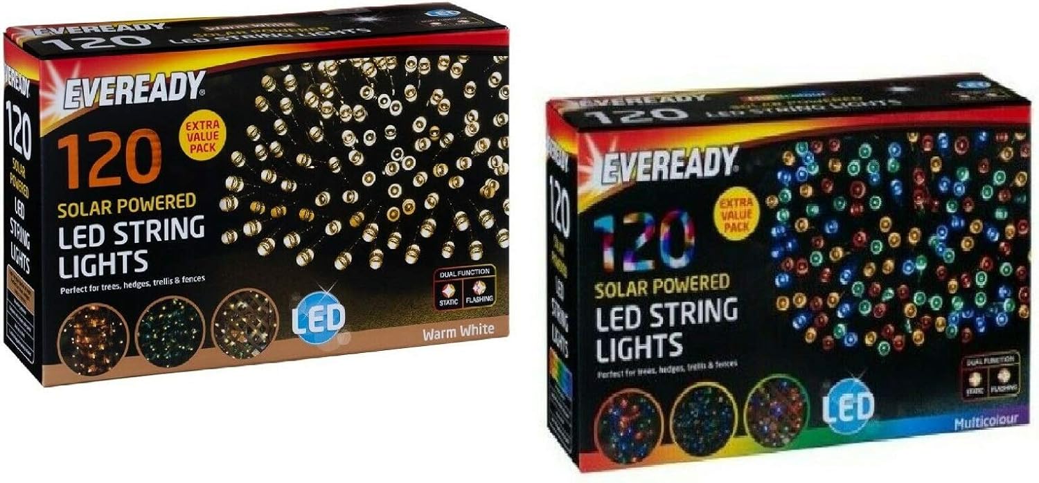 Purple Square Eveready 120 Solar Powered LED String Lights Amazon.co