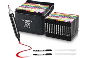 HOXIDA 140 Colors Alcohol Markers for Kids & Adults - with Holder, Dual Tip Alcohol Based Art Markers Set Pens for Coloring, Drawing, Sketching, Outlining, Highlighting, Permanent Drawing Markers with Case