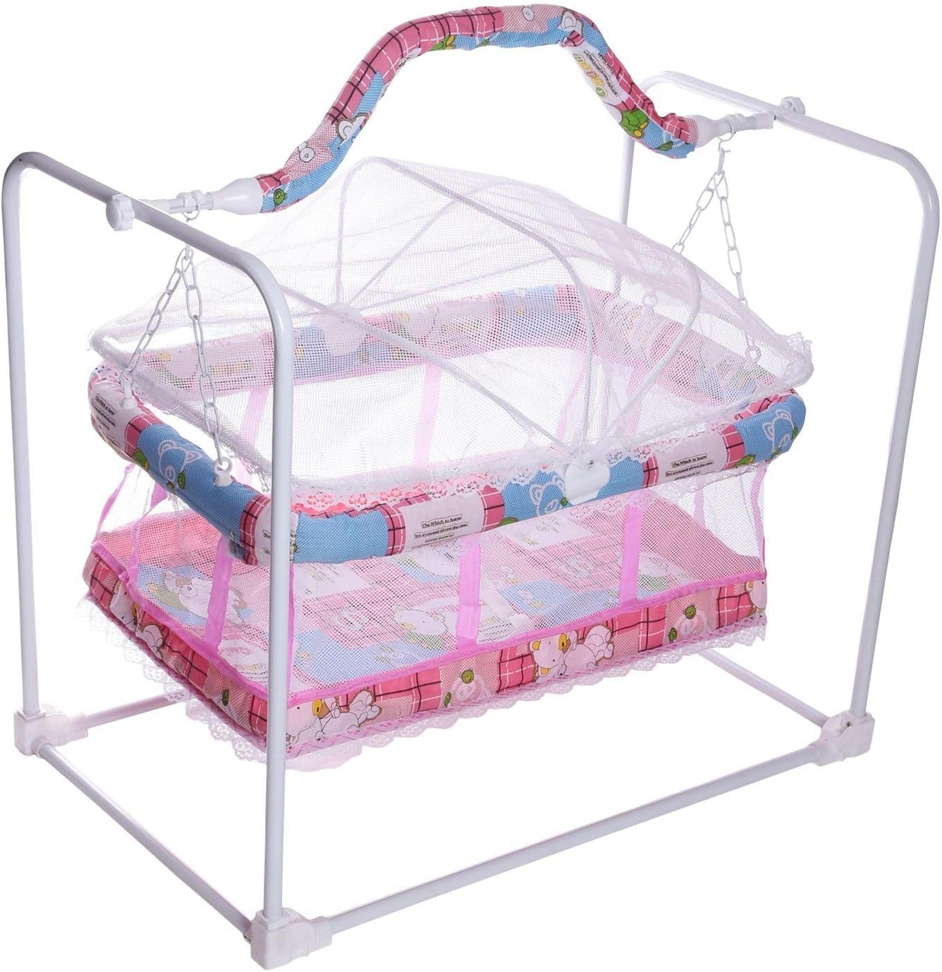 Atnine Baby Cradle Bassinet Cum Swing with Mosquito Net (Pink)