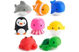 Munchkin Baby Bath Toy Squirts for Babies and Toddlers 9 Months and Up, Ocean Sea Animals Squirters, 8 Pack