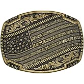 PEJOMO Belt Buckle for Men Simple Western Cowboy Belt Buckle for Women American Flag Eagle Brass Gold
