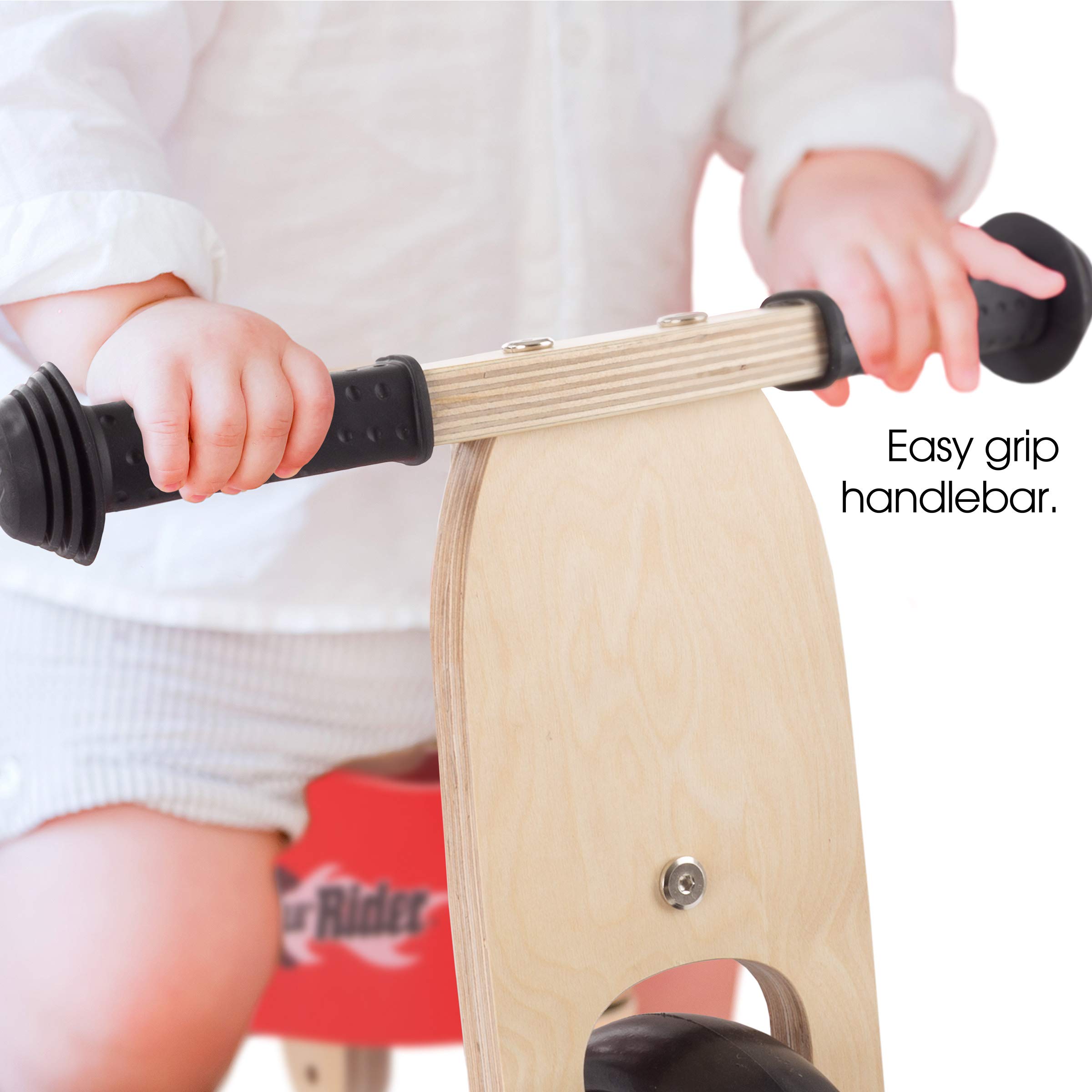 Lil' Rider 2-in-1 Wooden Balance Bike & Push Tricycle- Ride-On Toy with Easy Grip Handles, No Pedals, Rubber Wheels for Boys and Girls, Ages 18 Months and Up , Red, Large