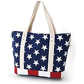 WonderMolly Stars and Stripes USA Flag Canvas Tote Bag