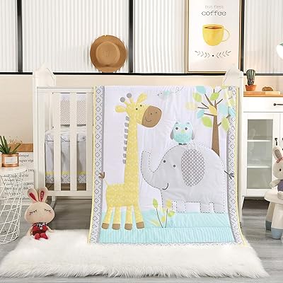 Buy Wowelife Elephant Baby Crib Bedding Set Grey 7 Piece Elephant Owl And Giraffe Baby Nursery Crib Bedding Grey Elephant Online In Indonesia B07xqymdj4