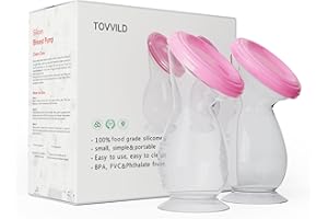 TOVVILD Silicone Manual Breast Pump Milk Collector for Breastfeeding with Suction Base, Lid, 4oz/100ml(2 Count)
