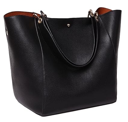 Tibes Art und Weise Wasserdichte Schultertasche Kunstleder Handtasche Schwarz