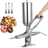 5.28QT /5L Donut Machine, Churro Jam Filling Machine, 304 Stainless Steel 248&deg;F Brushing Mirror Treatment Surface Latin Fruit Manual Donut Filler W/4 Anti-Drip Filling Nozzles For Bakeries