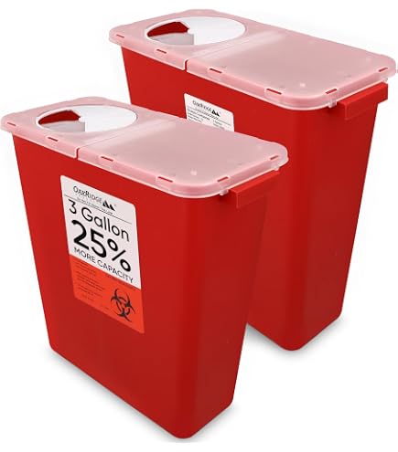 Amazon.com: SharpSafety™ Sharps Container, Hinged Lid, Red, 8