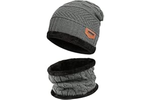 FZ FANTASTIC ZONE Toddler Kids Boys Girls Winter Warm Knit Beanie Hat Cap Neck Scarf Set with Fleece 3-10 Year Old Baby Gifts