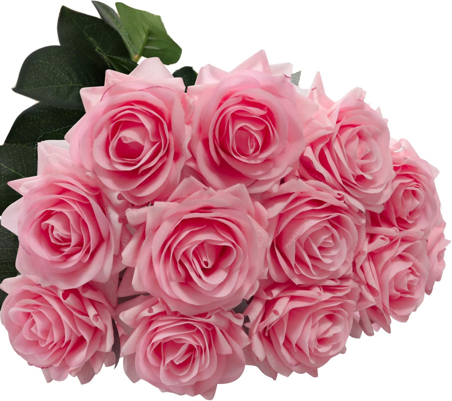 Amazon Com Digiroot Artificial Flowers Fake Rose 12pcs Real Touch Silk Rose Flowers Diy For Wedding Party And Home Decoration Pink Furniture Decor