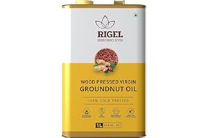 Rigel Spices | Naturally Milled Cold Pressed Peanut Oil in a Eco-Friendly Tin 33.8 fl oz(1L Tin) | No Preservatives