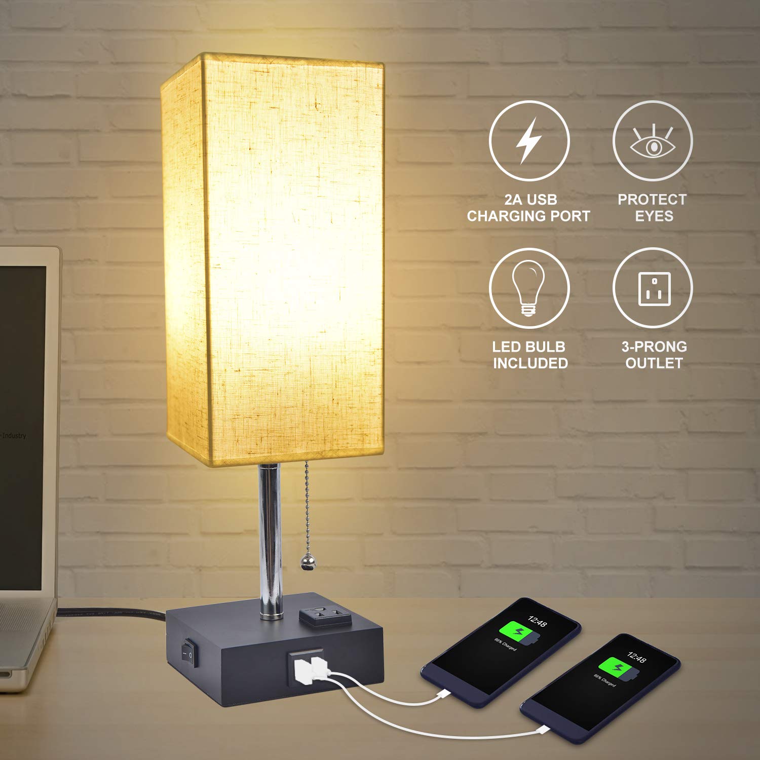 Usb Bedside Table Lamp Golspark Minimal Buy Online In Guernsey At Desertcart