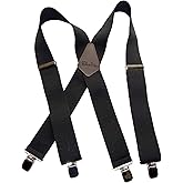 Holdup 2" Wide Contractor Suspenders for Men with Patented No-slip metal clip.