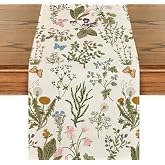 Artoid Mode Wildflowers Floral Spring Table Runner Home Decor 13x48 Inch | Butterfly Green Leaves, Seasonal Summer Party Kitchen Dining Table Decoration
