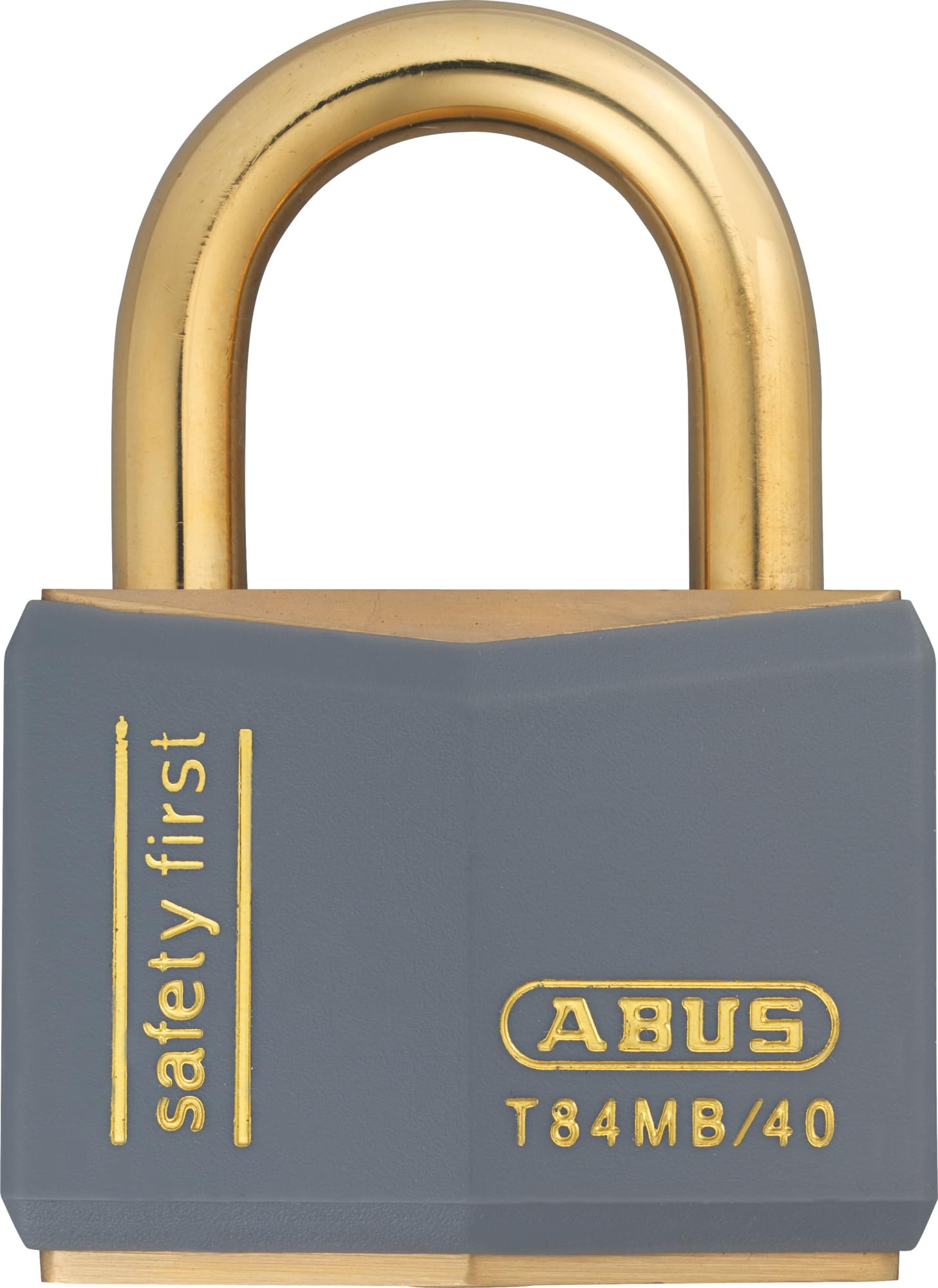 ABUS Padlock T84MB/40 Nautic - Stainless Brass - Anti-Picking Security - Lock Made of Antistatic Material and with Vinyl Coating - for Versatile Applications - 40mm Width, Grey