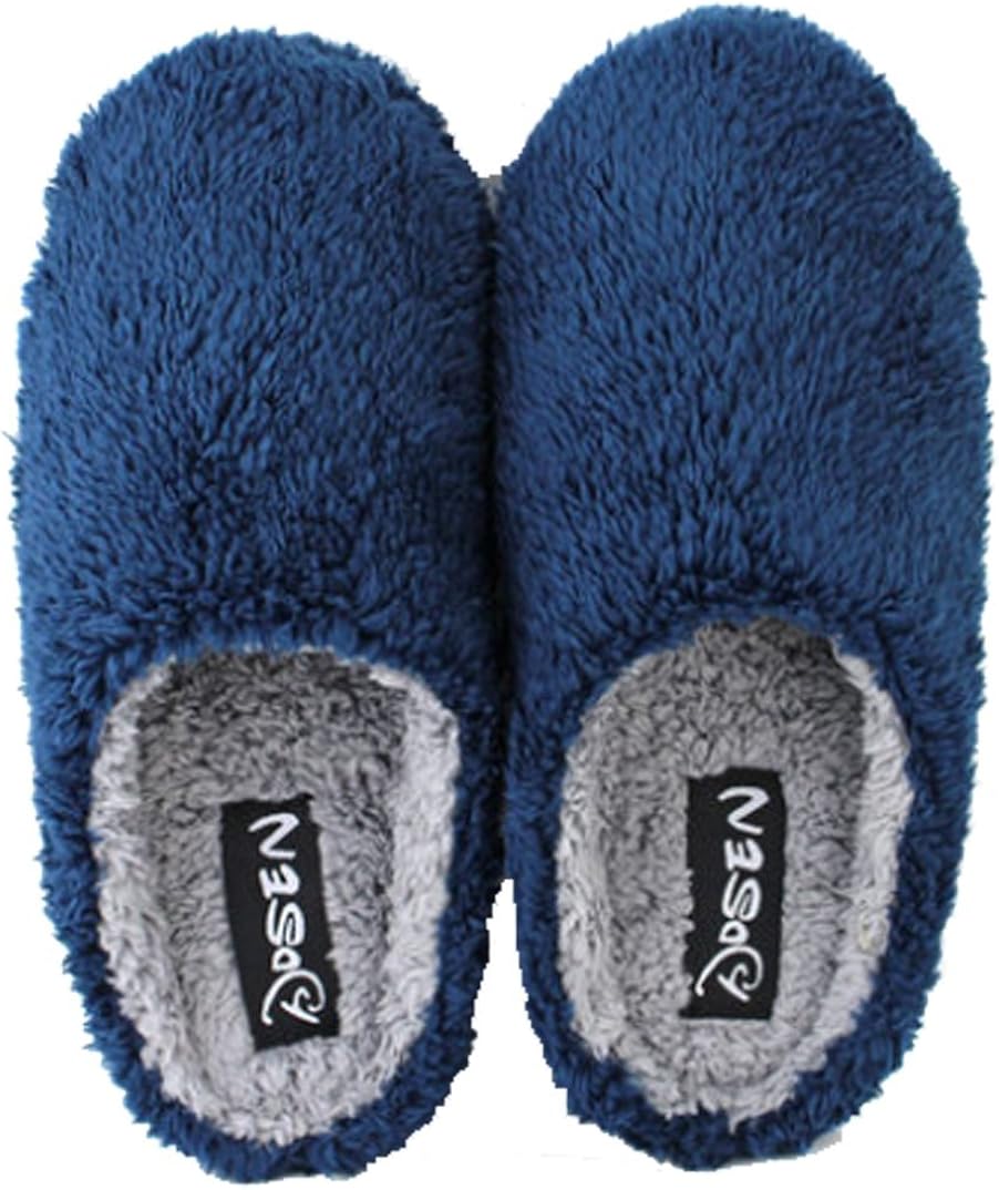 Cattior Mens Plush Fleece House Slipper Fuzzy Slippers (8, Navy Blue
