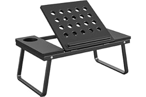 COSCOPRODUCTS COSCO Folding Laptop, Black w/Cup & Electronic Device Holder, Adjustable & Portable Desk Activity Tray, 1 Pack
