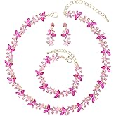 chaoyite Elegant Butterfly Crystal Wedding Jewelry Sets for Women Brides Bridal Choker Necklace Earrings Bracelet Prom Formal Costume Accessories