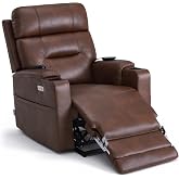 MCombo Lift Chair for Tall Man 6&lsquo;6&rsquo;&rsquo;, Dual Motor Power Lift Recliner Chair for Elderly, Lay Flat for Sleeping, Heat and Massage, USB &amp; Type C, Faux Leather 7755 (Dark Brown)