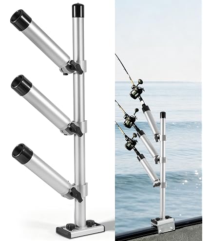 Triple Rod Tree for Boats, Heavy-Duty Marine-Grade Aluminum Rod Holder System, 360° Horizontal & 180° Vertical Swivel, Quick-Install Track Mount for Crappie, Bass & Panfish Trolling : Sports & Outdoors