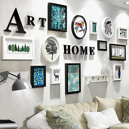 Amazon Com Mg Frames Photo Wall Wood 13 Photo Frame Wall