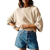 Saodimallsu Womens 3/4 Sleeve Sweater Tops Summer Lightweight Knit Crew Neck Casual Loose Batwing Pullover Top