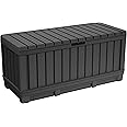 Keter Kentwood 90 Gallon Resin Deck Box-Organization and Storage for Patio Furniture Outdoor Cushions, Throw Pillows, Garden 