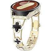 WINGLE for Galaxy Watch 8/8 Classic Band 40/44/46mm Galaxy Watch 7 6 5 4 FE Band 40mm 44mm Samsung Watch 5 Pro Bands 45mm, Women Four Leaf Clover Bling Bands for Watch 6/4 Classic 43mm 47mm 42mm 46mm