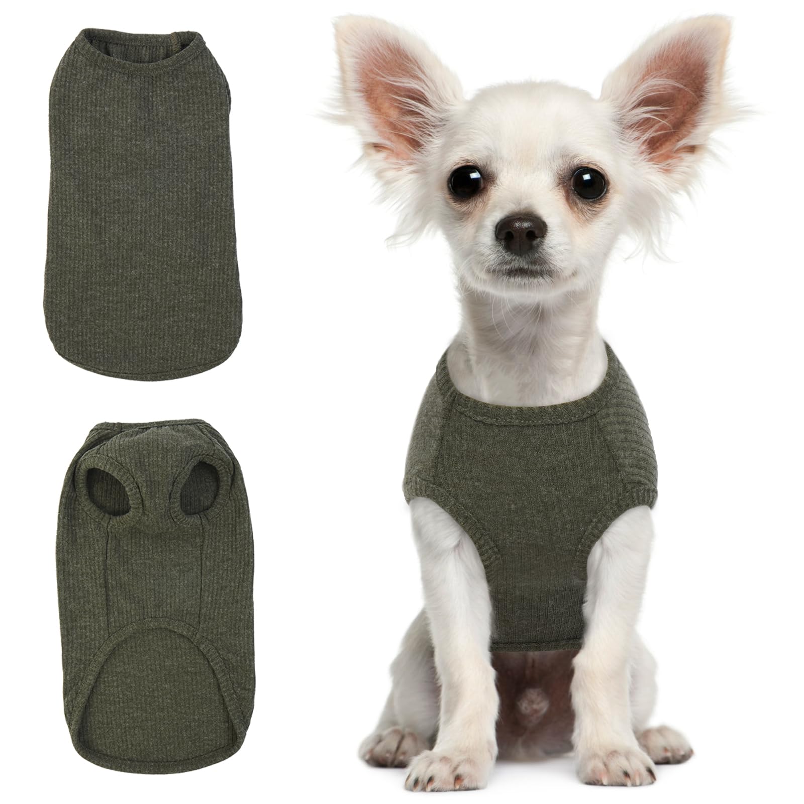 Hjumarayan Dog Tshirt - Summer Knitted Jumpers Soft Stretchy Clothes for Small Dogs Shirts, Striped T Shirt for Chihuahua, Toy Poodle, pomeranian, Yorkshire (Green XS)