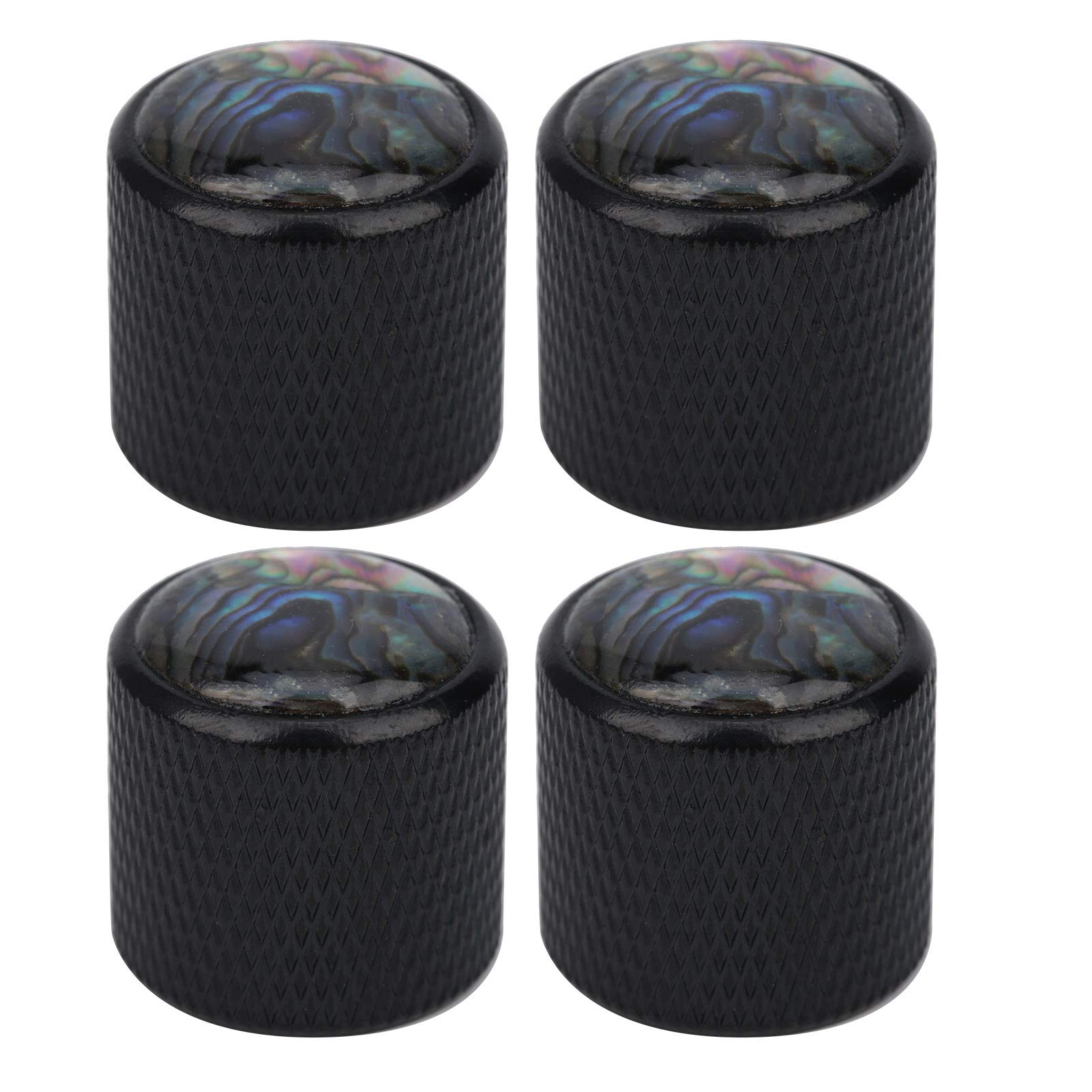 Pack of 4 Metal Dome Knob Volume Tone Control Knob Replacement Parts for Electric Bass 6mm(Color Shell Black) Performance Accessory Musical Instrument Accessories