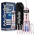 MySmile LP221 UVC Sterilizable Cordless Water Flossers for Teeth 335ML Portable OLED Display Dental Flosser with 4 Modes 8 Jet Tips and a Storage Pouch for Home and Travel (Juicy Pink)