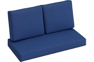 Outsunny 2 Seater 5" Thick Outdoor Seat Cushions with 7" Backrest, Loveseat Outdoor Furniture Cushions, Fade-Resistant Replac