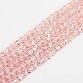 Novborcz 4mmPink AB Rondelle Glass Beads for Jewelry Making 1200pcs Faceted Briolette Shape Crystal Spacer Beads Assortments Supplies Accessories for Bracelet Necklace for Wholesale