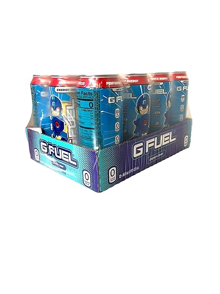 G FUEL, SUGAR FREE ENERGY DRINK, LIMITED EDITION CANS, 16 FL OZ (12 CANS) (MEGA MAN)