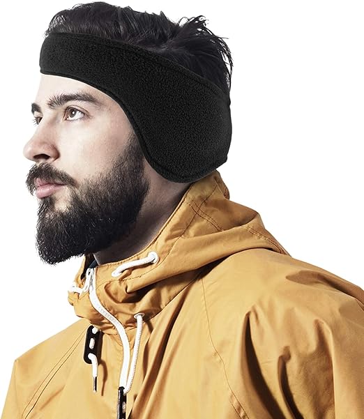 Black Winter Fleece Ear Warmers Headband for Women and Men Head Wrap US