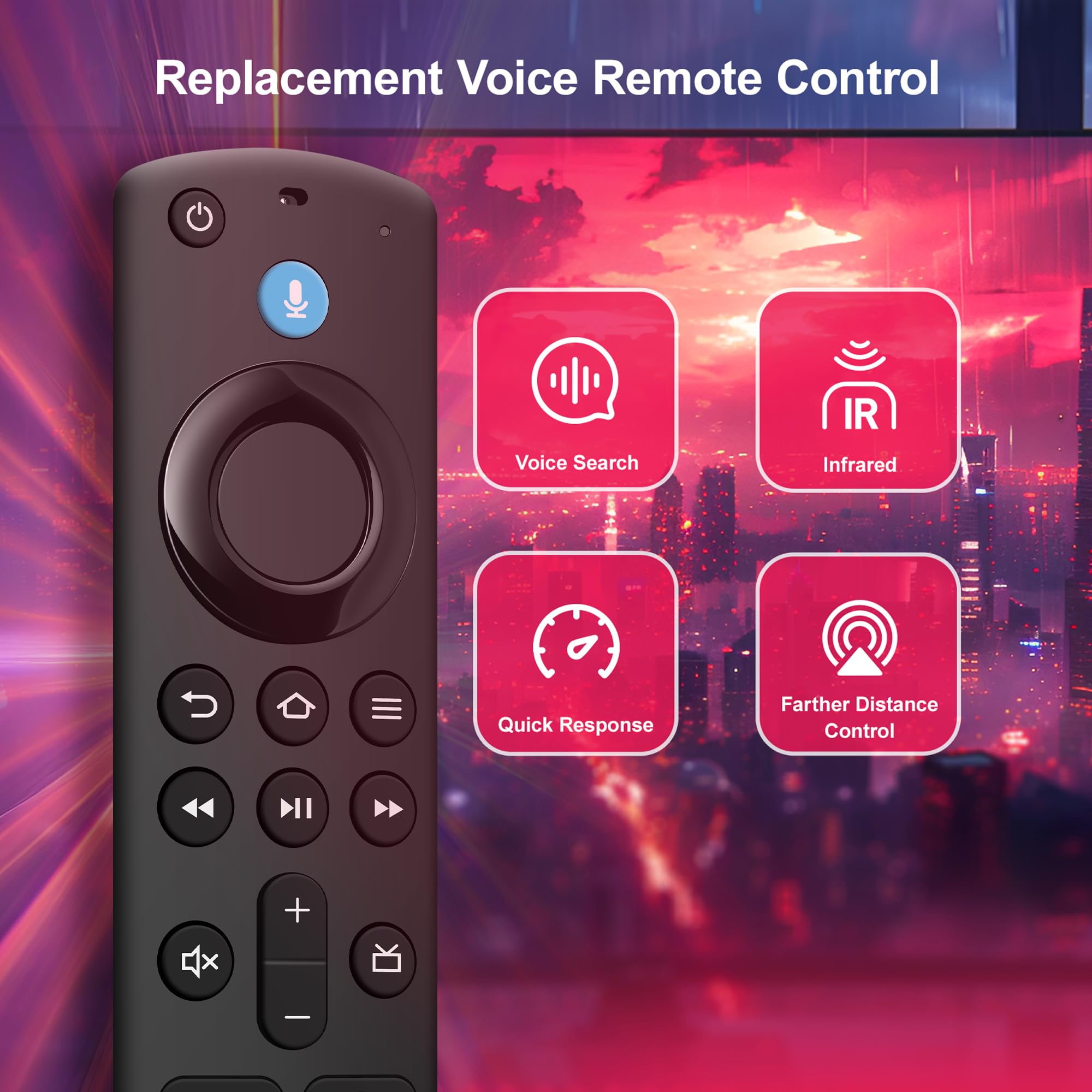 Replacement Voice Remote Control Compatible with Fire Smart TV Stick(2nd Gen/3rd Gen/Lite/4K Max/Cube), TV Stick 4K(1st/2nd Gen), Smart TVs 3rd Gen, for Hisense/TCL Smart TV, N0t for Samsung-TVs