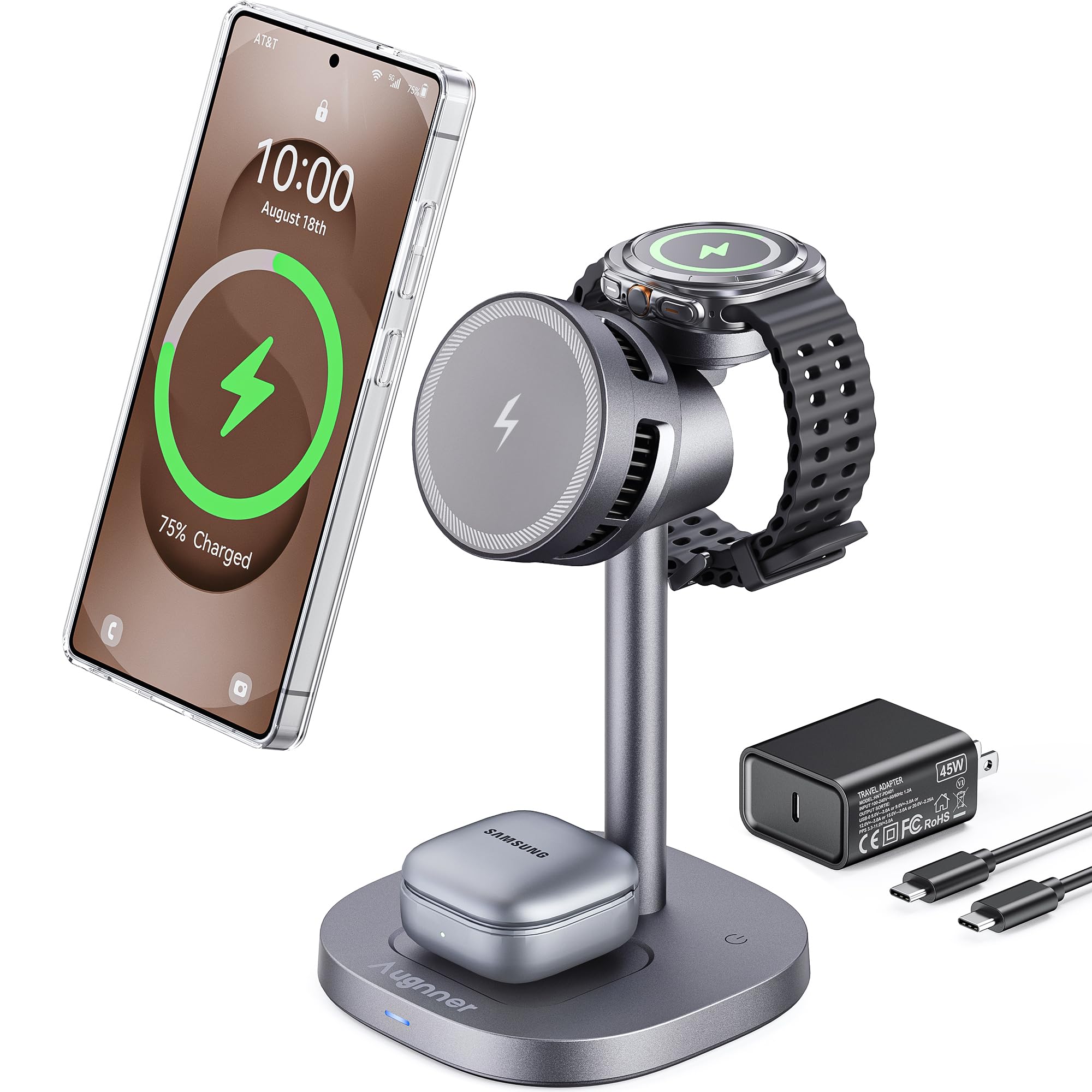 Photo 1 of Magnetic Wireless Charger for Samsung, Fast 15W Certified 3 in 1 Charging Station TEC Cooling Compatible with Mag-Safe for Galaxy S26 Ultra/S25/Z Fold 7/Flip7, Samsung Watch Ultra/8/7,Galaxy Buds