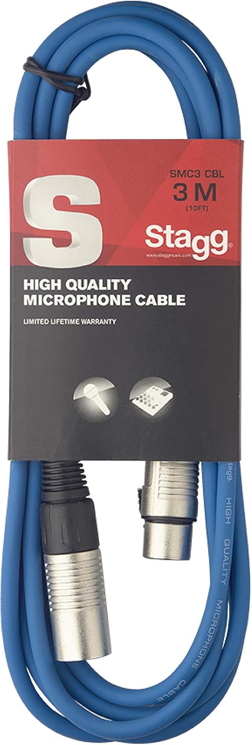Stagg SMC3 CBL 3 m XLR to XLR Microphone Cable - Blue, 3m