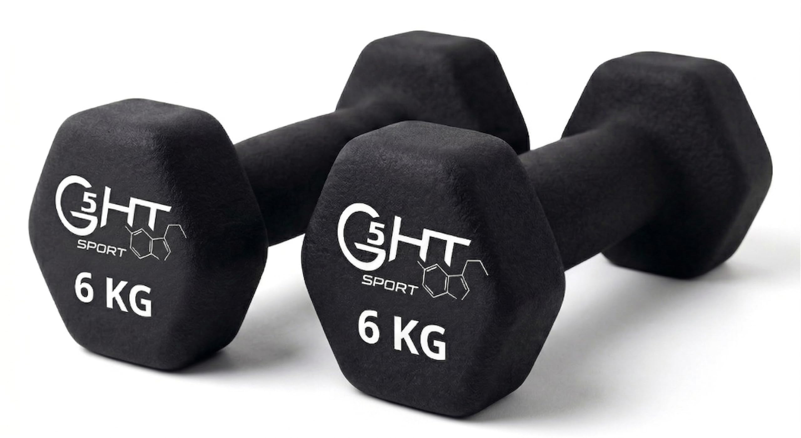 G5 HT SPORT Neoprene Dumbbells for Gym and Home Gym, Non-Slip 0.5 to 6 kg, Pair or Single (2 x 6 kg)