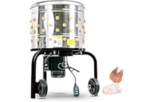 Kitchener Electric Chicken Plucker Machine 1HP 120VAC - Stainless Steel Poultry Processor 92 Soft Fingers, 20" Drum, GFCI Safety, Efficient & Durable for Farm and Food Processing