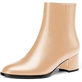 WAYDERNS Women's Zip Block Round Toe Matte Chunky Low Heel Ankle High Short Boots 2 Inch