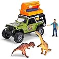 DICKIE TOYS: Jeep Dino Camper Set - Green & Orange - Light & Sound Toy Vehicle w/Trailer, Action Figure & 2 Dinosaurs, Licensed, Kids Ages 3+