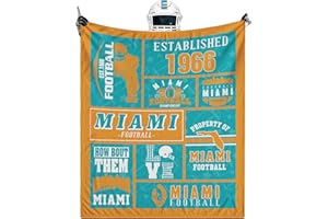 QOLYZANW Miami Throw Blanket, American Sport Team Color Blanket, Soft Flannel Gifts for Men Women Fan Rugby Lovers Merch for Sofa Bed Decor, 60X50 in