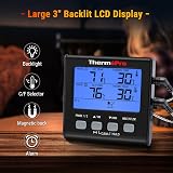 ThermoPro TP17B Digital Meat Thermometer Dual Probes Timer Backlit LCD view 4