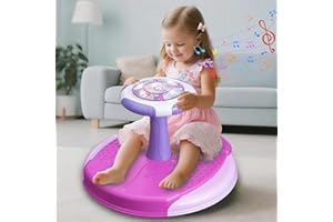 Sit and Spin Toys for Toddlers Girls, 360° Toddler Spinning Seat with LED Lights and Music Christmas Birthday Gift for 3 Year